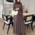 Liona Modal Elbise BÜYÜK BEDEN L100261 – Acı Kahve