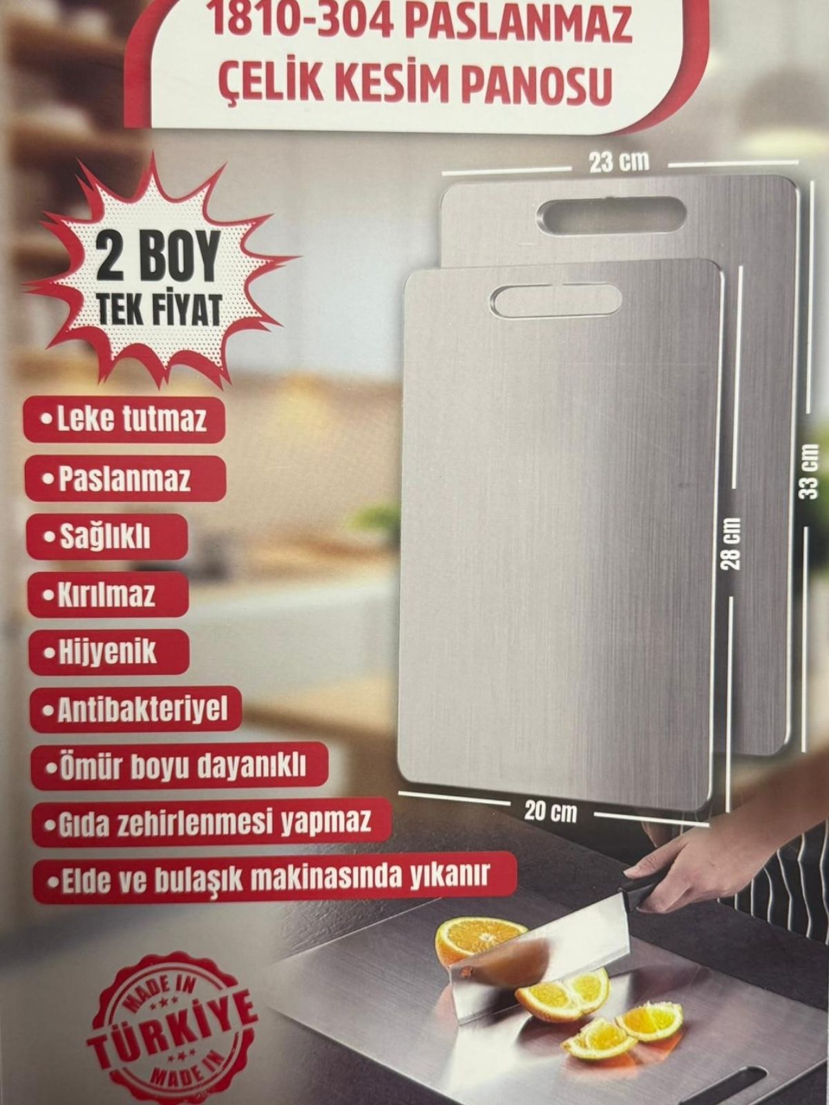 Paslanmaz Çelik Kesme Tahtası 2 'li – EV100245