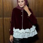 Boncuk Detay Kadife Paris Ceket CKT100262 - Bordo