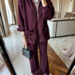 Premium Oysho Liona  İkili Takım BÜYÜK BEDEN TK100256 - Bordo