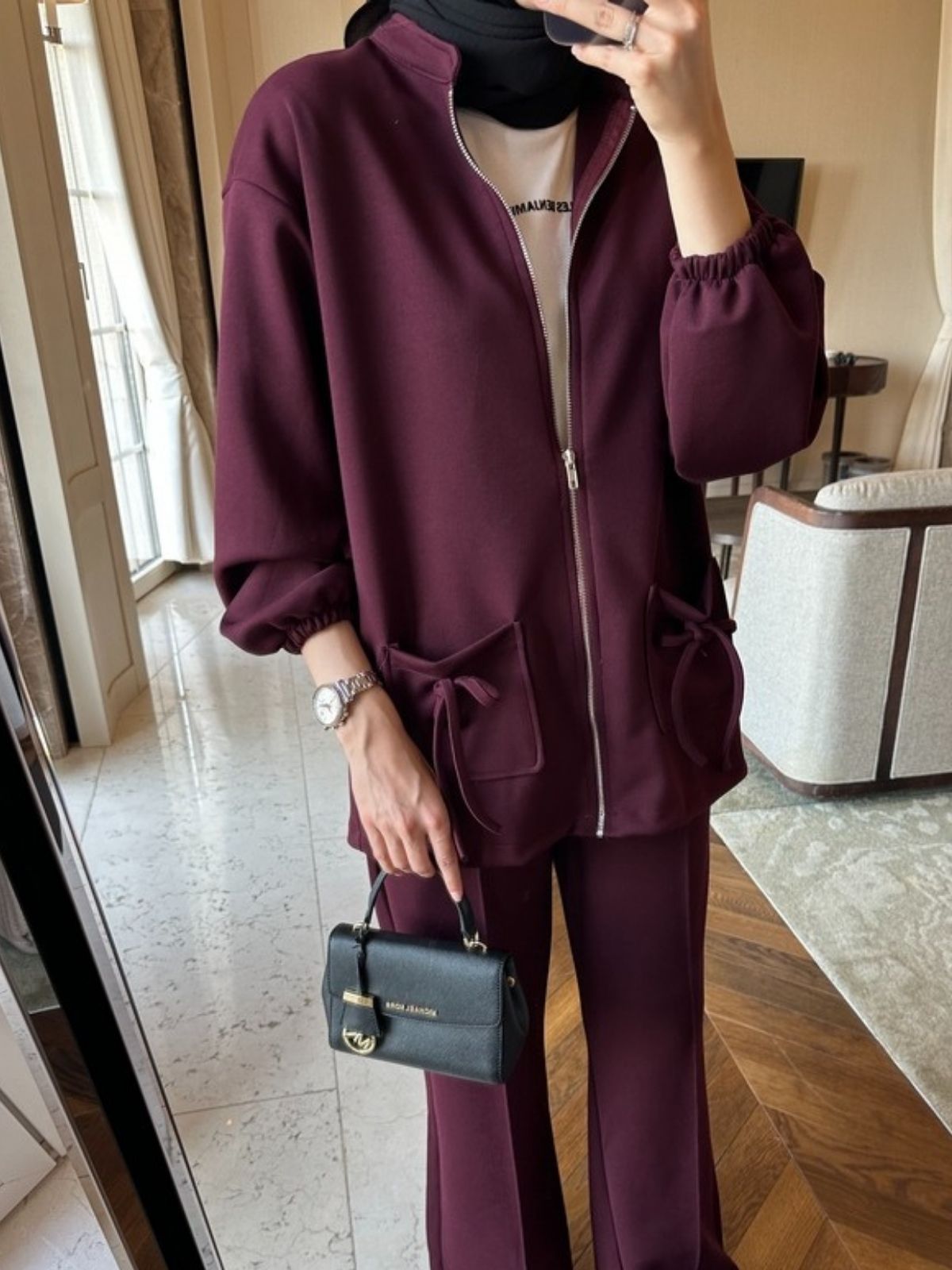 Premium Oysho Liona  İkili Takım BÜYÜK BEDEN TK100256 - Bordo - Görsel 2