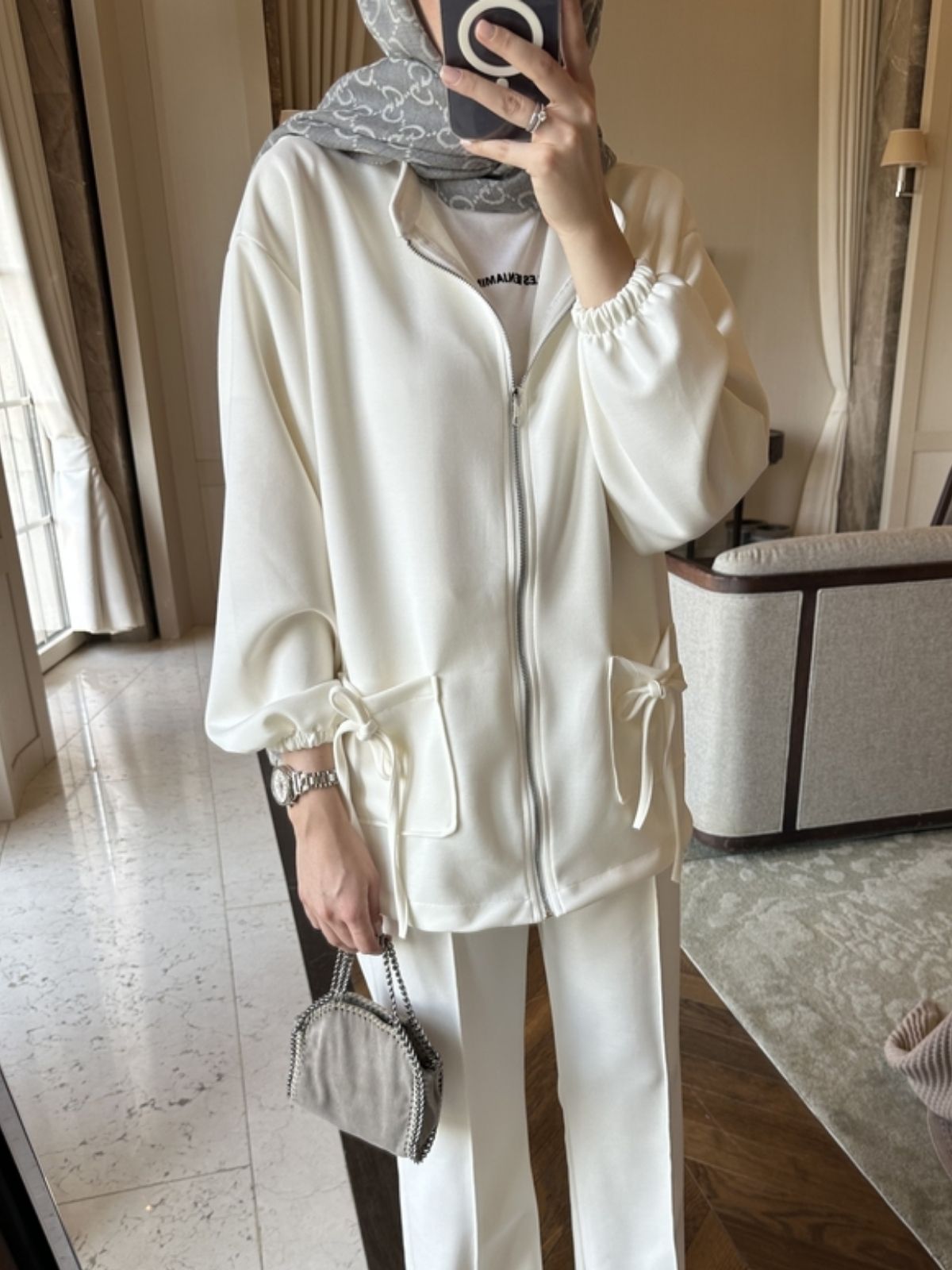 Premium Oysho Liona  İkili Takım TK100256 - Beyaz İnci - Görsel 2