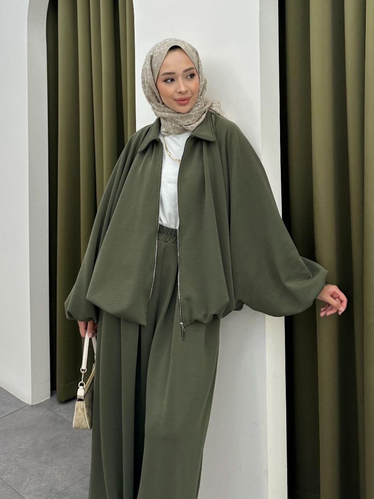 Premium Oysho Saoris İkili Takım TK100257 - Haki - Görsel 2