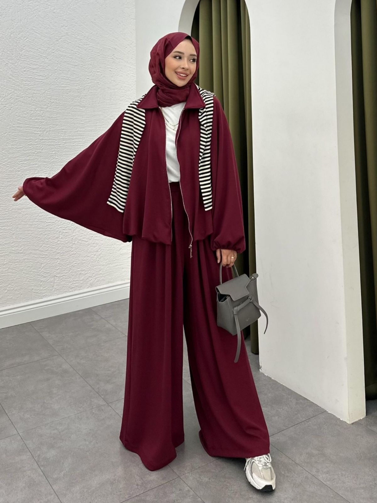 Premium Oysho Saoris İkili Takım TK100257 - Bordo - Görsel 2