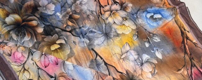 Flowers Kraş Desenli Şal - ŞL100234 - Kestane