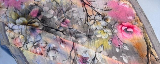 Flowers Kraş Desenli Şal - ŞL100234 - Küllü