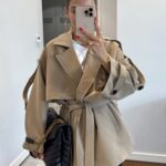 Oversize Omuz Detay Trençkot DŞ100235 - Camel