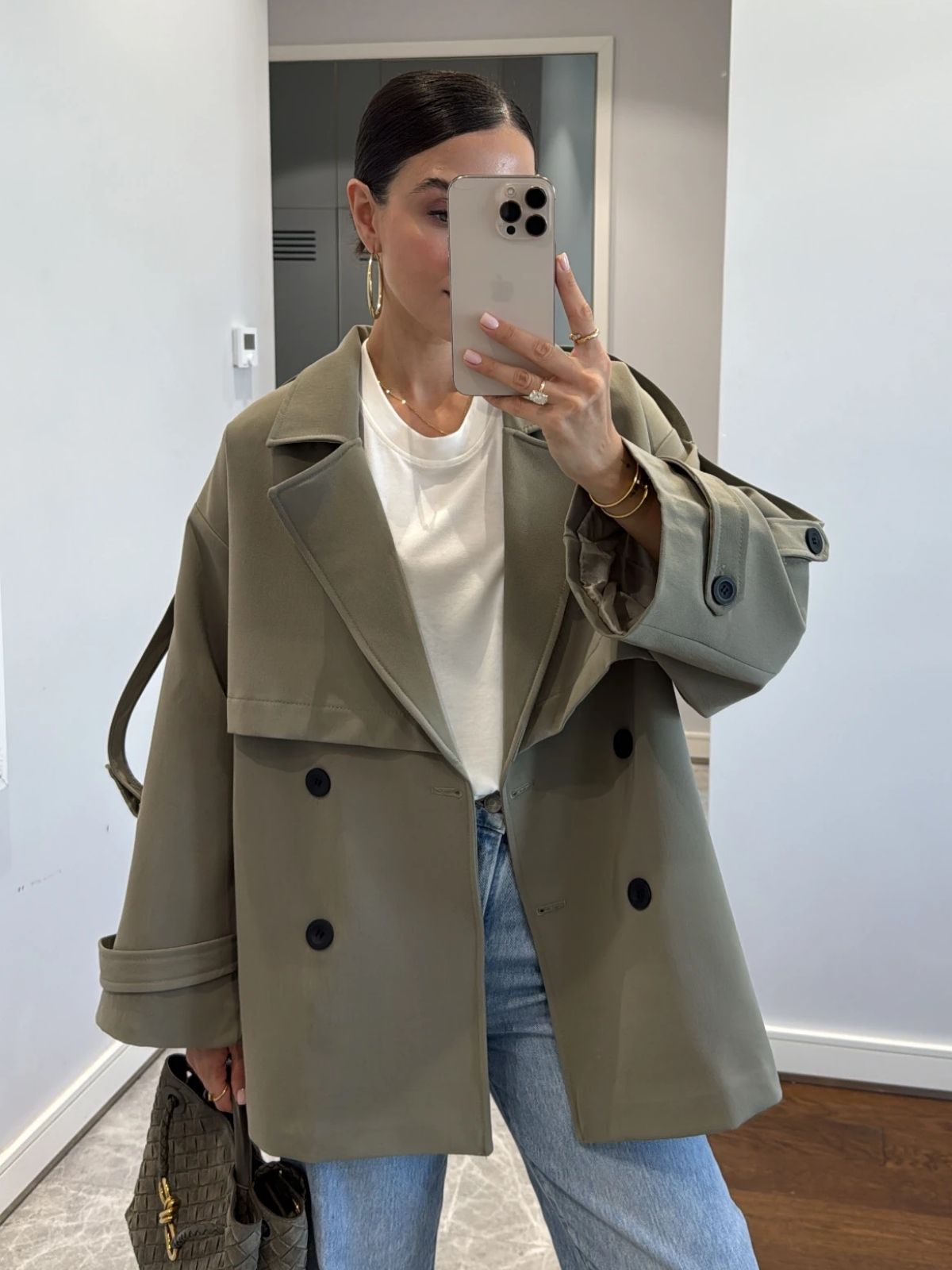 Oversize Omuz Detay Trençkot DŞ100235 - Haki