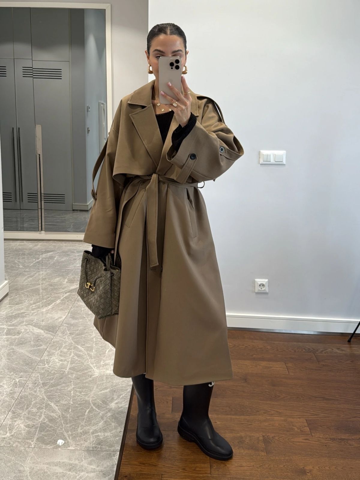 Pelerin Detay Kuşaklı Trençkot DŞ100236 - Camel