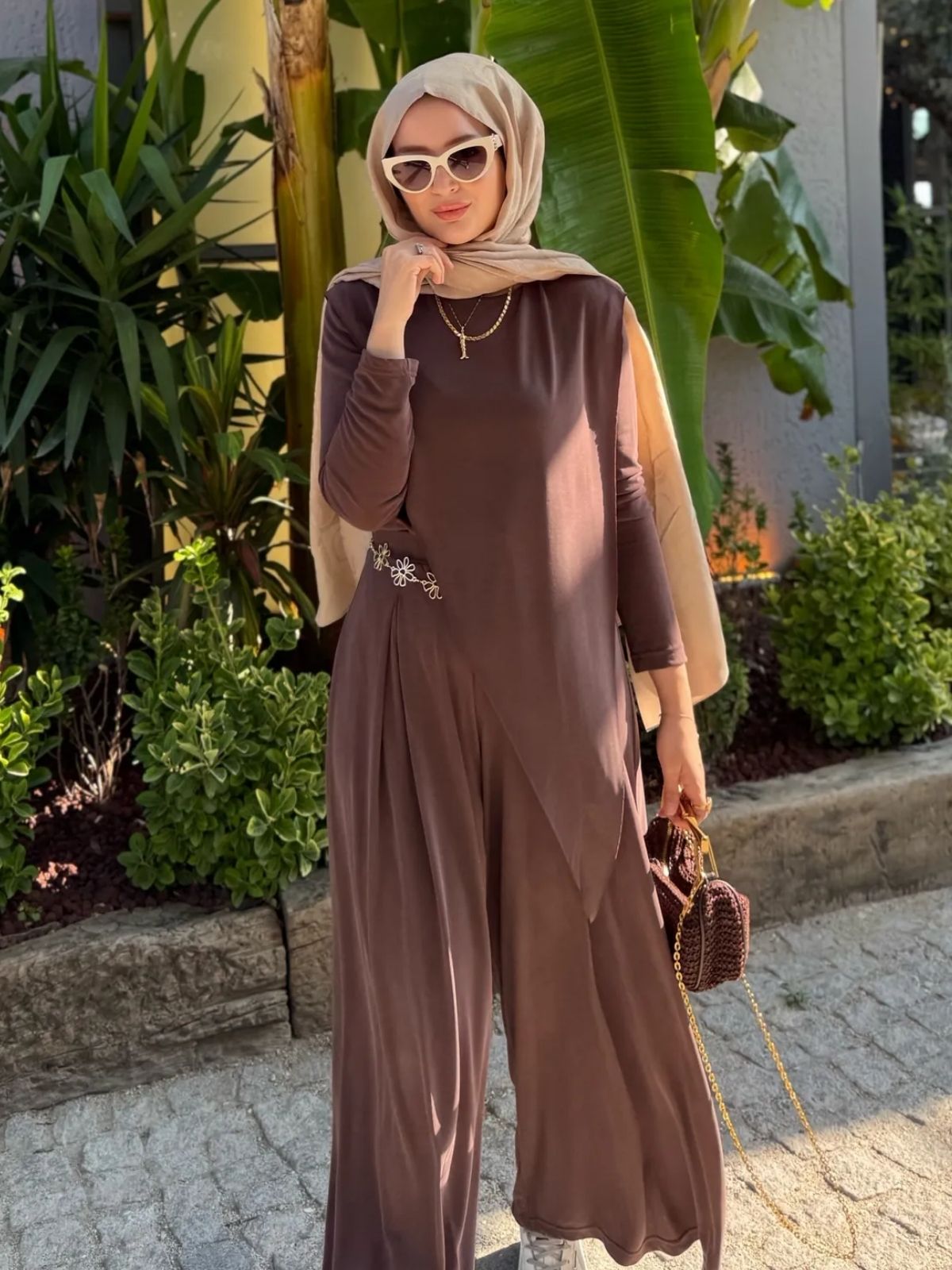 Pinterest Premium Oysho İkili Takım TK100241 - Kahve - Görsel 2