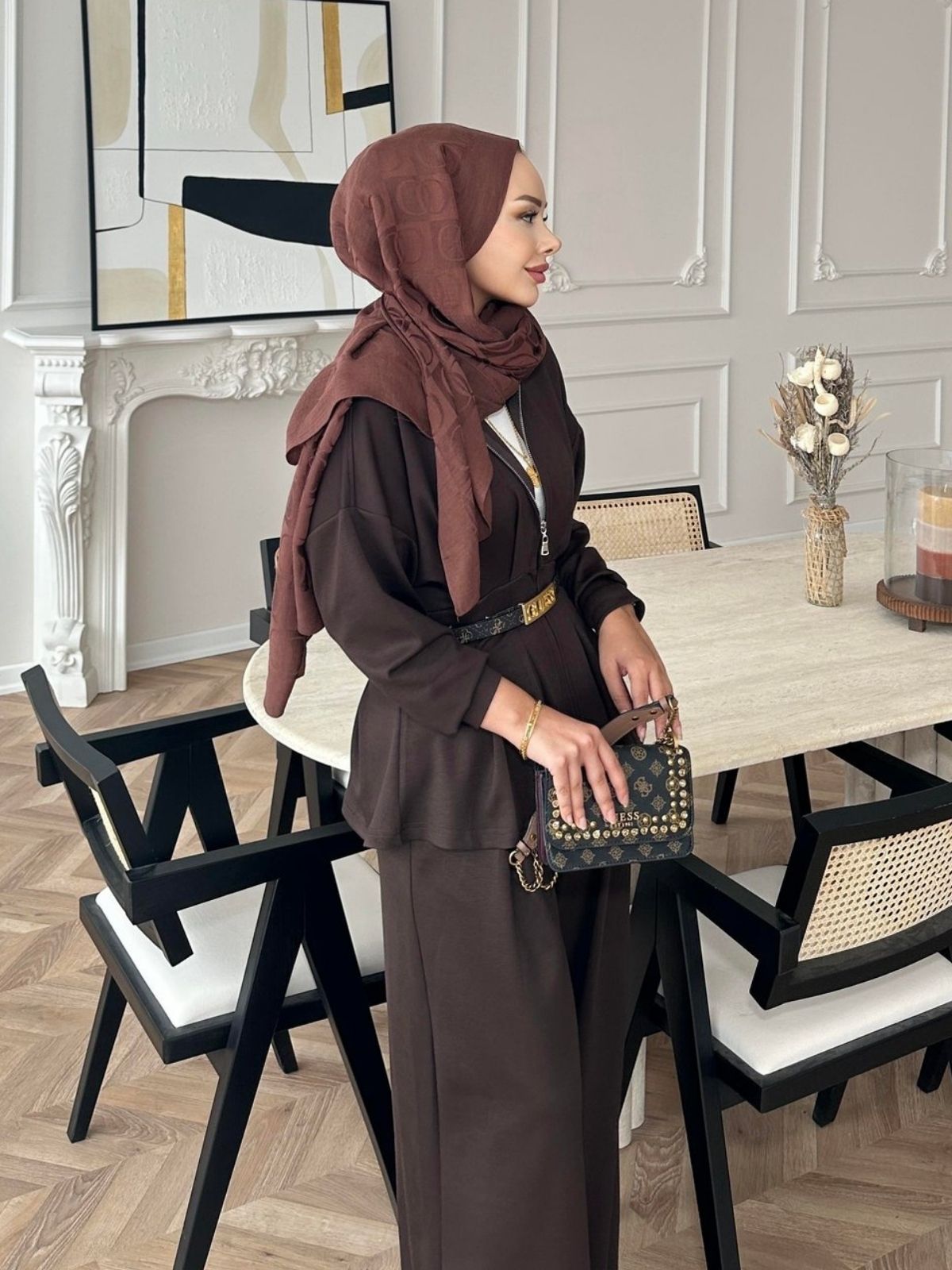 Premium Oysho Elina  İkili Takım BÜYÜK BEDEN TK100246  -  Acı Kahve - Görsel 4
