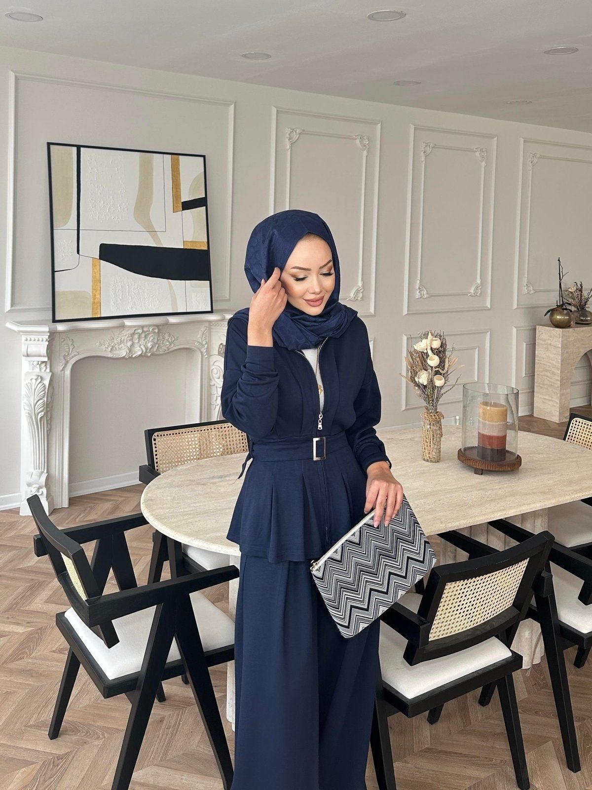 Premium Oysho Elina İkili Takım BÜYÜK BEDEN TK100246 - Lacivert - Görsel 2