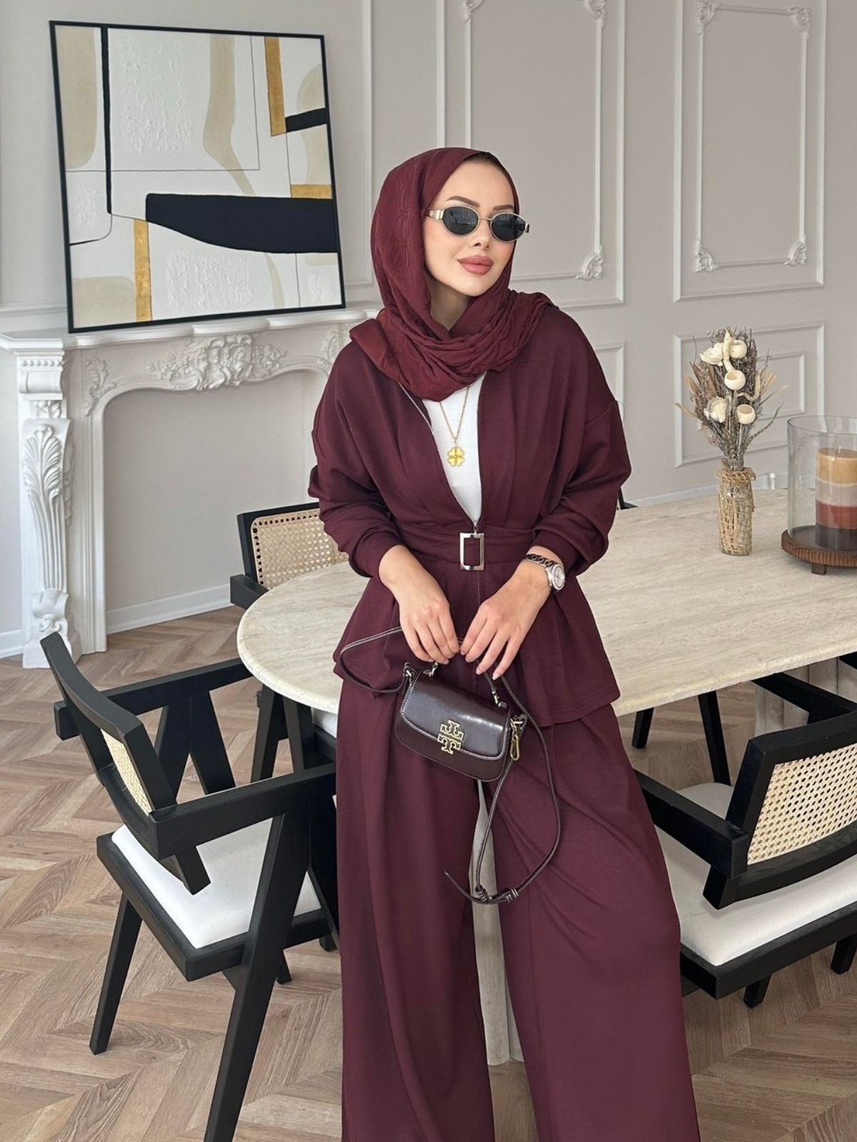 Premium Oysho Elina  İkili Takım BÜYÜK BEDEN TK100246  - Bordo - Görsel 2