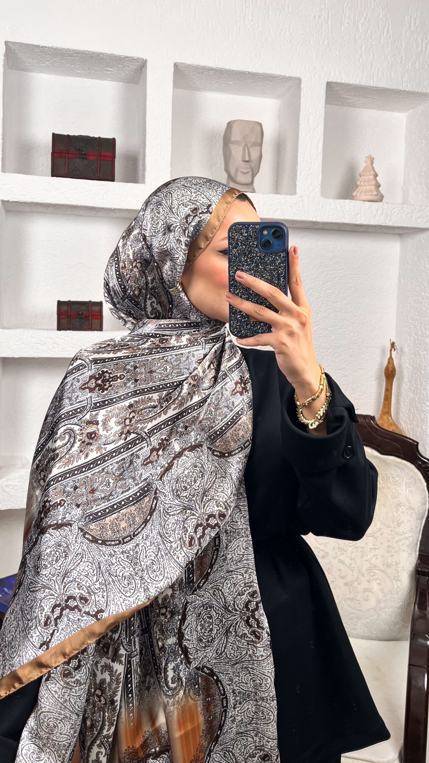 Etro Marka Yeni Sezon İthal Etnik Desen Vual İpek Şal - Bal Köpüğü - Görsel 5