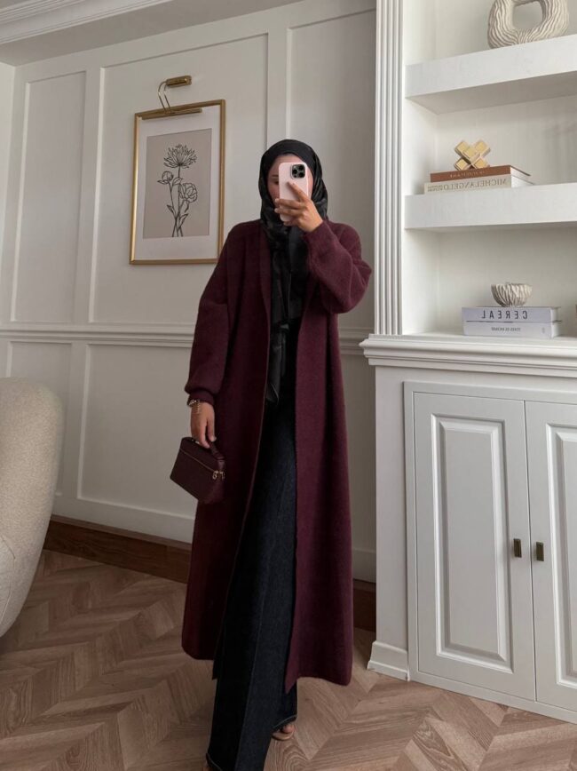 Angora Triko Hırka  HRK100263 -  Bordo