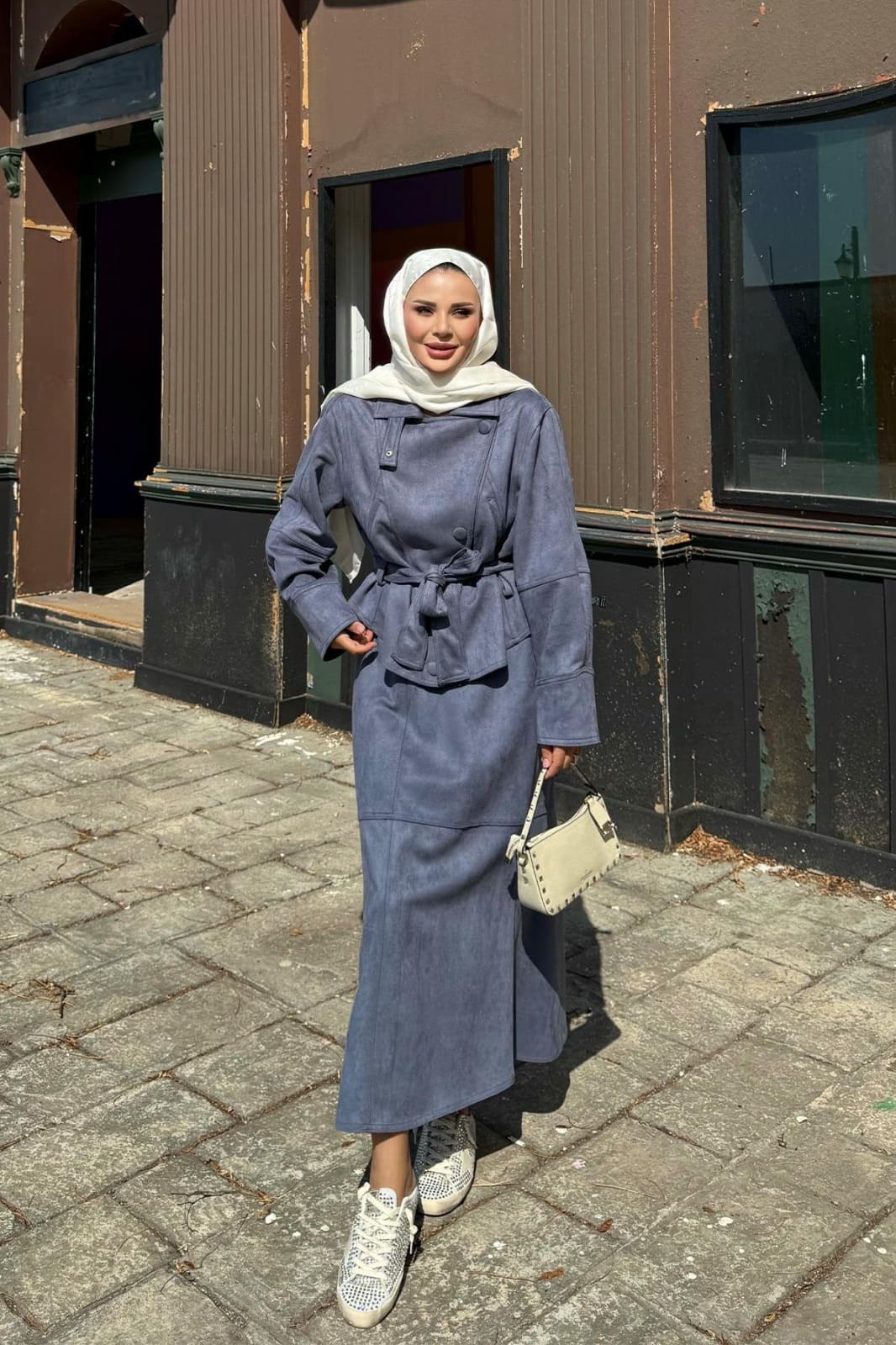 Süet Bomber Ceketli ve Mercy Etekli İkili Takım TKM100267 – Füme