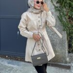 Dikiş Detay Belden Oturtmalı Alya Ceket CKT100273 – Bej