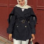 Yarasa Kollu Kruvaze Lupin Kot Ceket CKT100274 –  Mavi