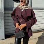 Yarasa Kollu Kruvaze Lupin Kot Ceket CKT100274 – Bordo