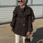 Yarasa Kollu Kruvaze Lupin Kot Ceket CKT100274 – Kahverengi