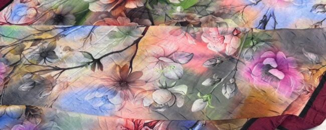 Flowers Kraş Desenli Şal - ŞL100234- Bordo