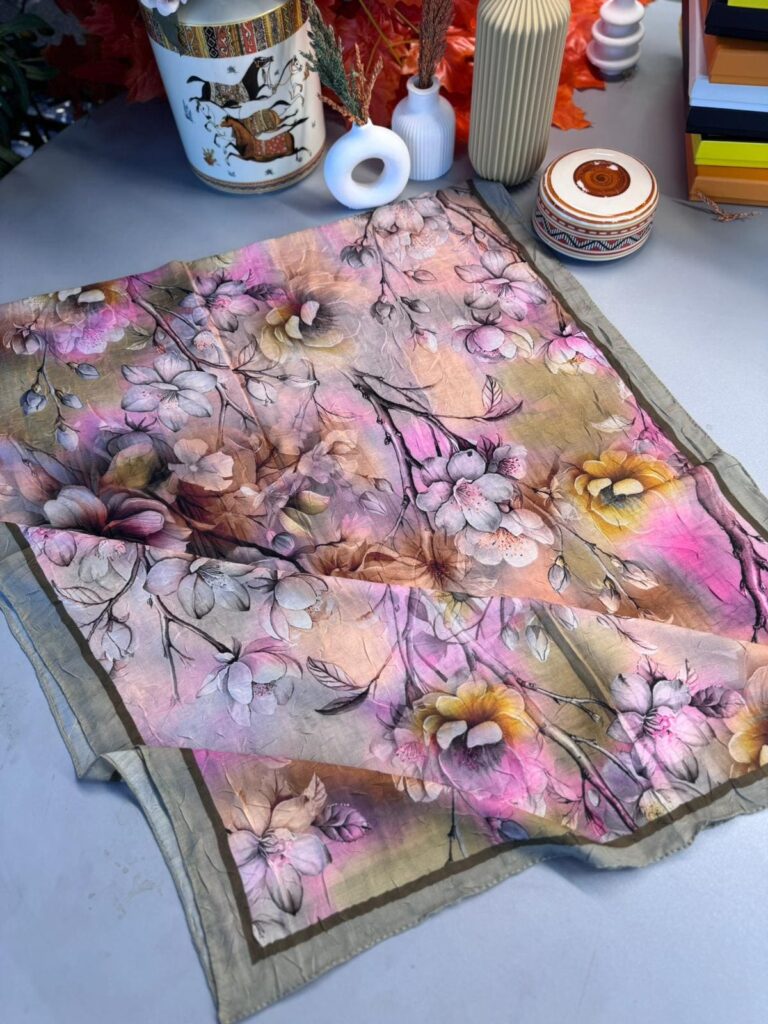 Flowers Kraş Desenli Şal - ŞL100234 - Çağla