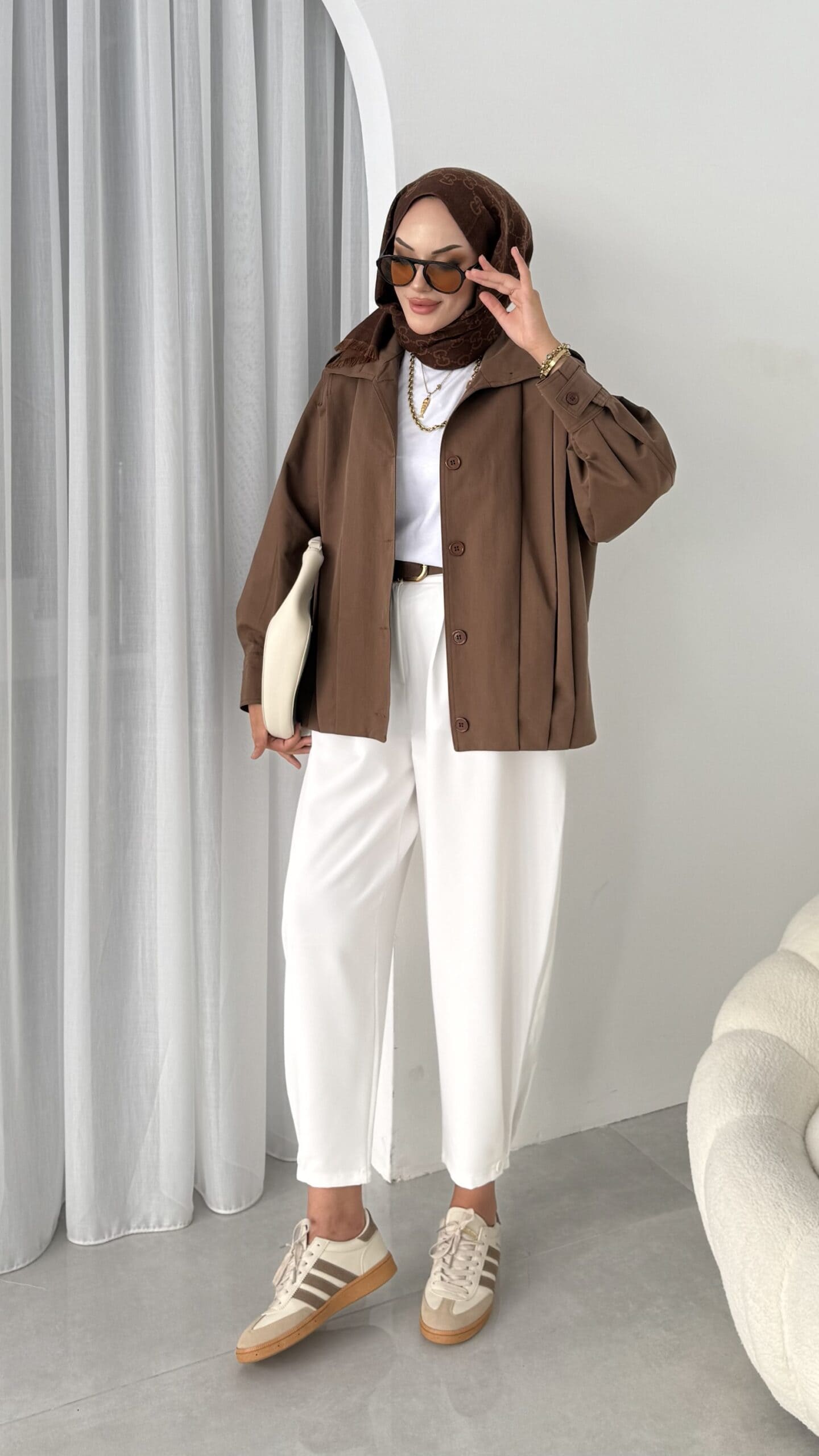 Zara Bomber Trençkot DŞ100237 - Kahverengi - Görsel 4