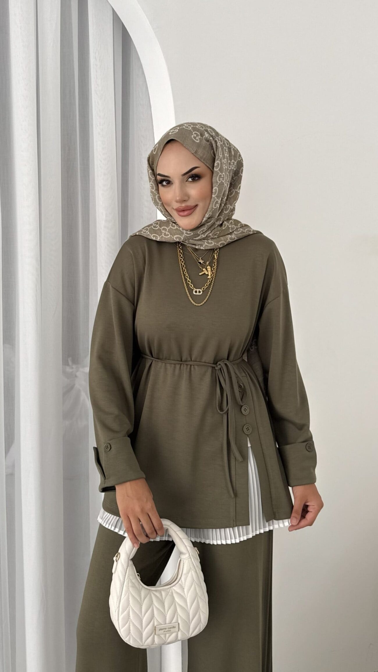 Premium Oysho Düğmeli İkili Takım TK2968 - Haki - Görsel 2