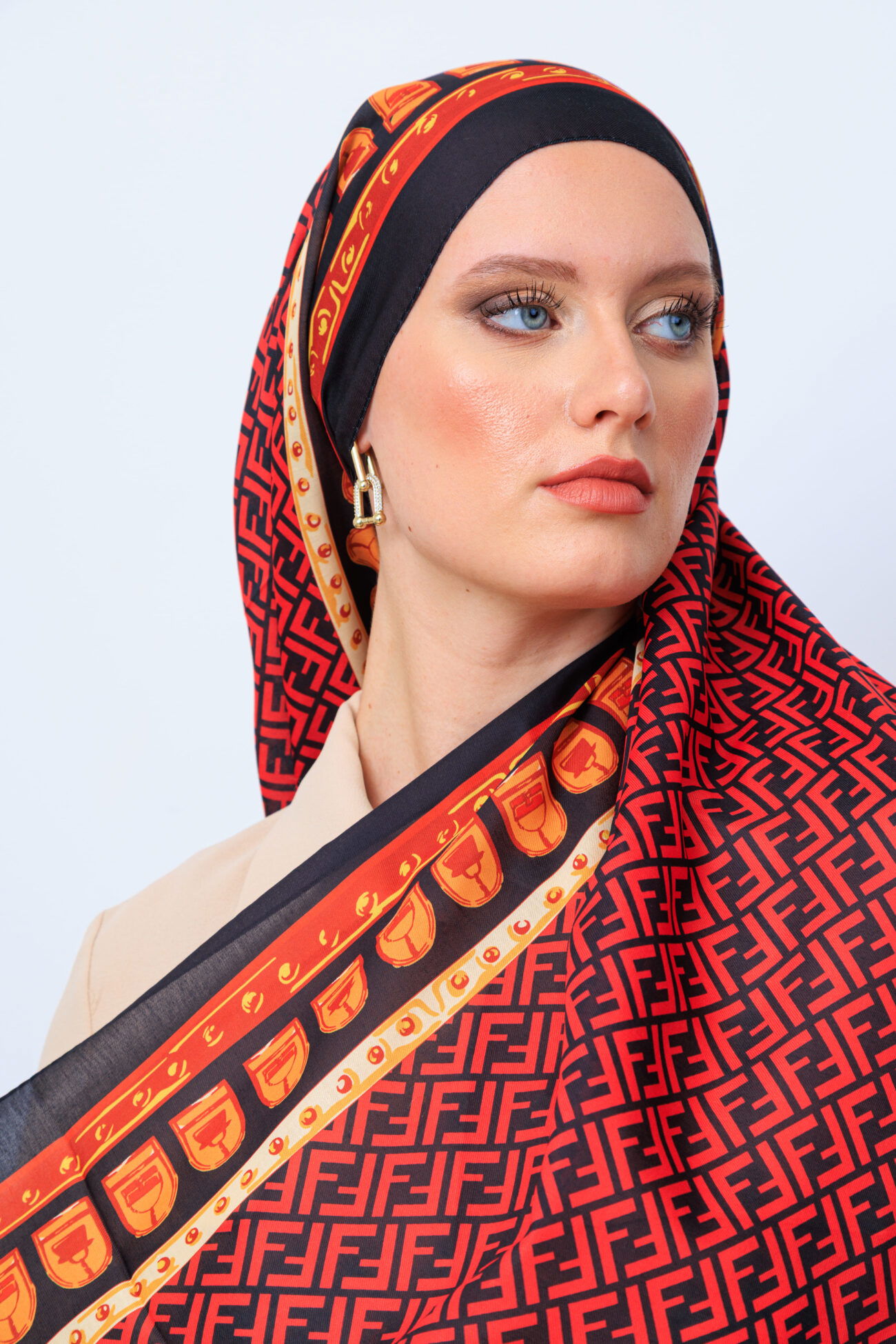 Fendi Monogram Pamuk Soft Şal 64302 - Bordo