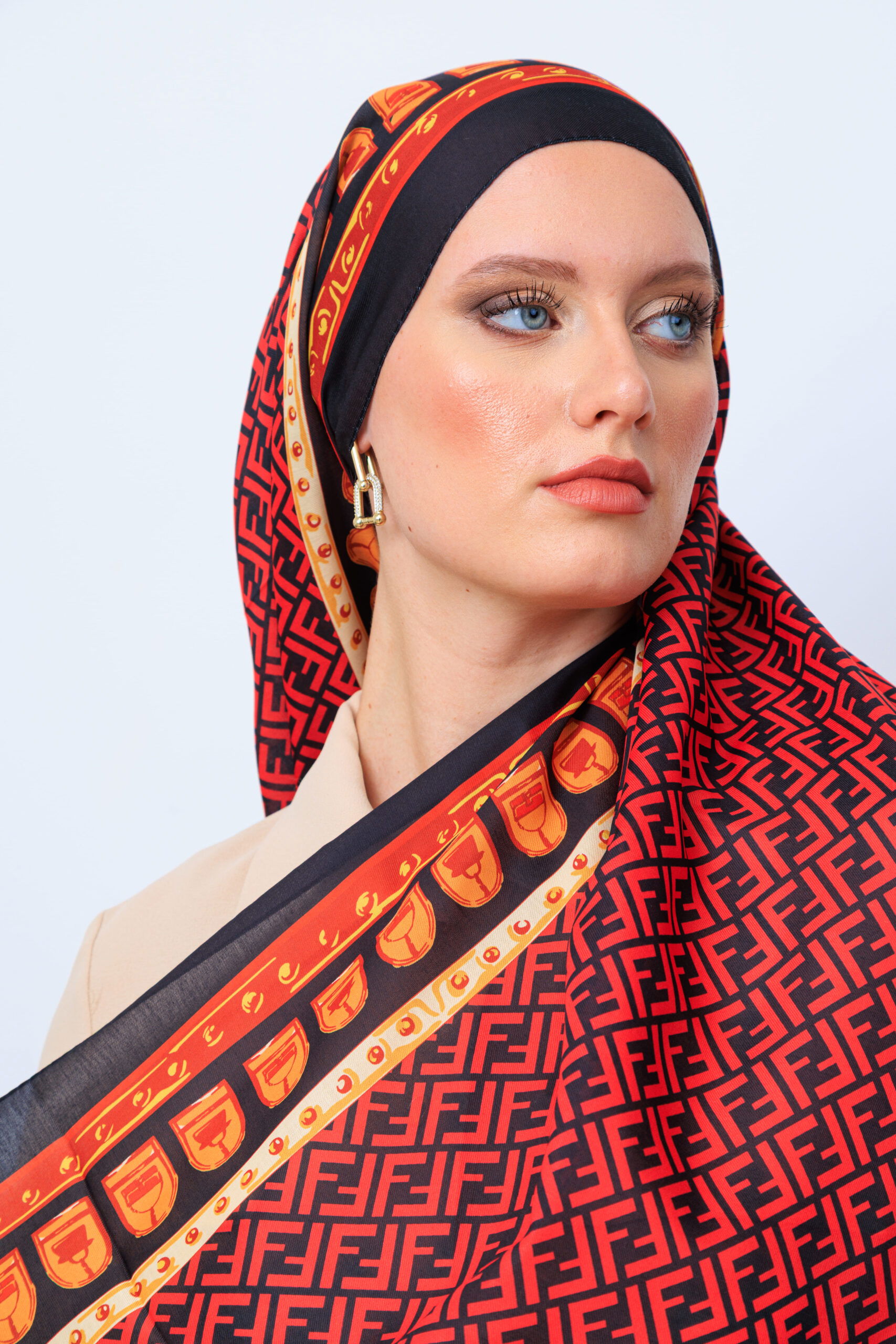 Fendi Monogram Pamuk Soft Şal 64302 - Bordo