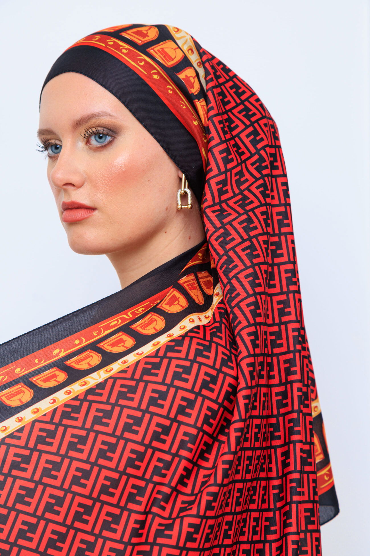 Fendi Monogram Pamuk Soft Şal 64302 - Bordo - Görsel 2