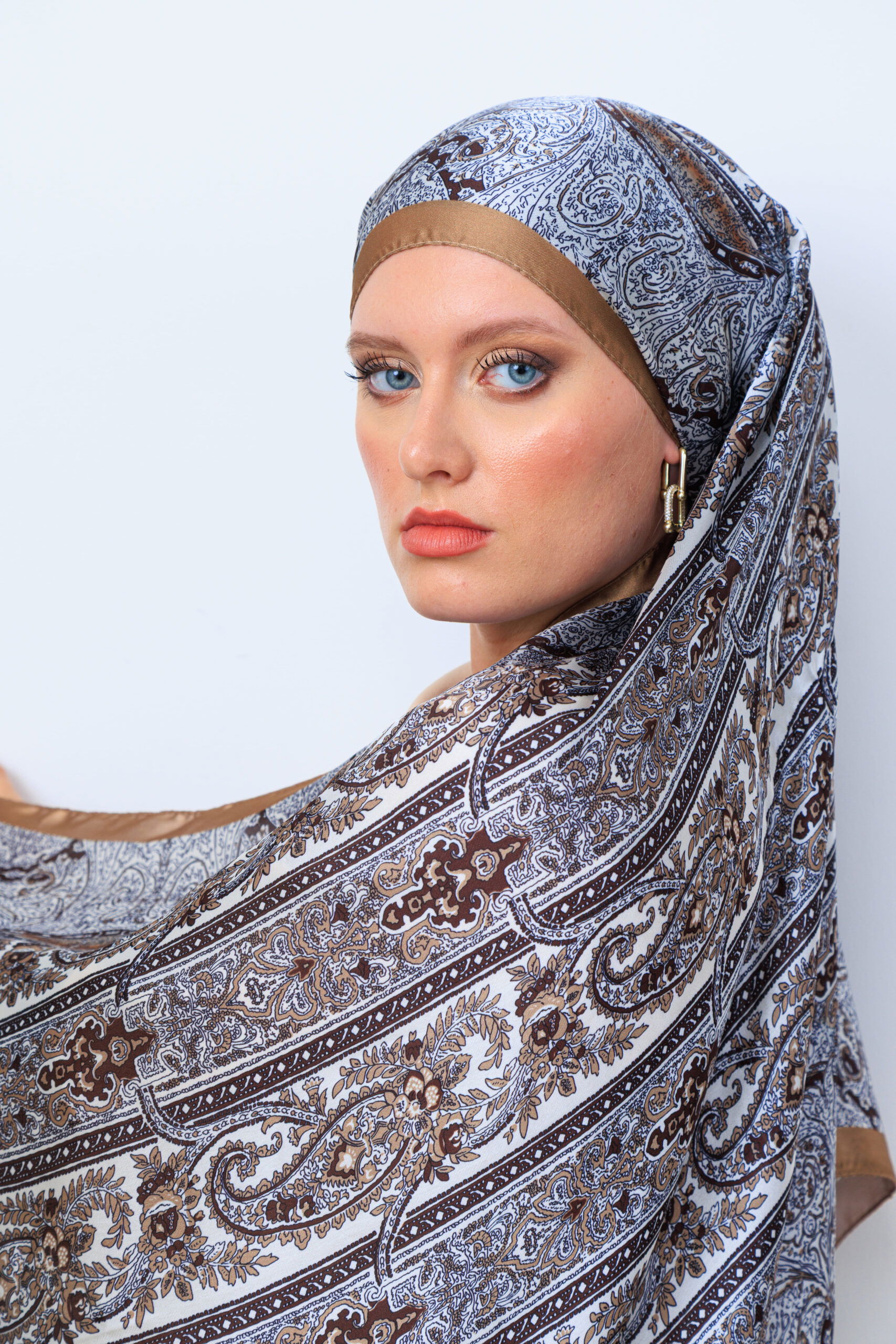 Etro Marka Yeni Sezon İthal Etnik Desen Vual İpek Şal - Bal Köpüğü