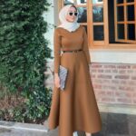 Puff Scuba Elbise ELB104434 - Taba