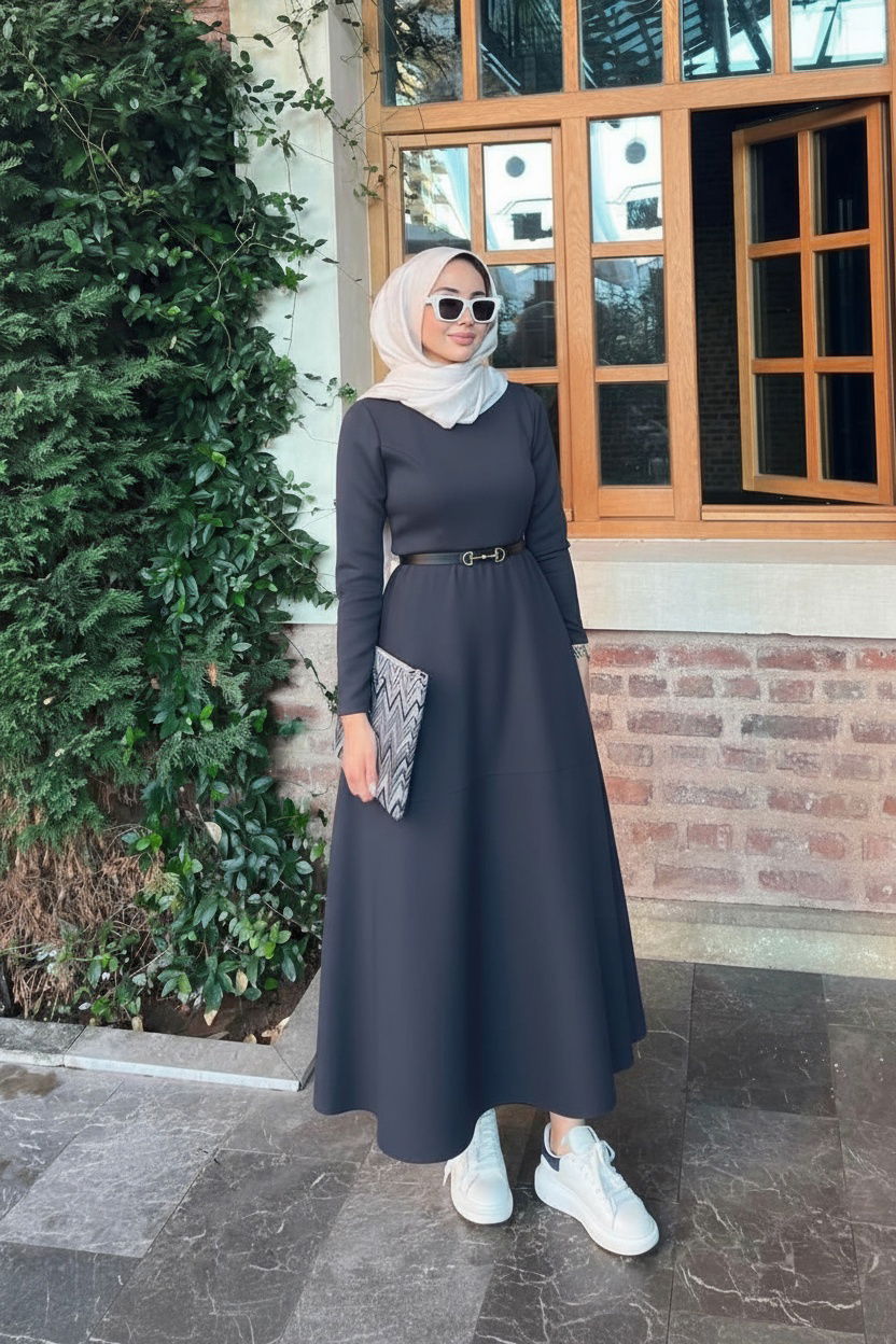 Puff Scuba Elbise ELB104434 - Antrasit