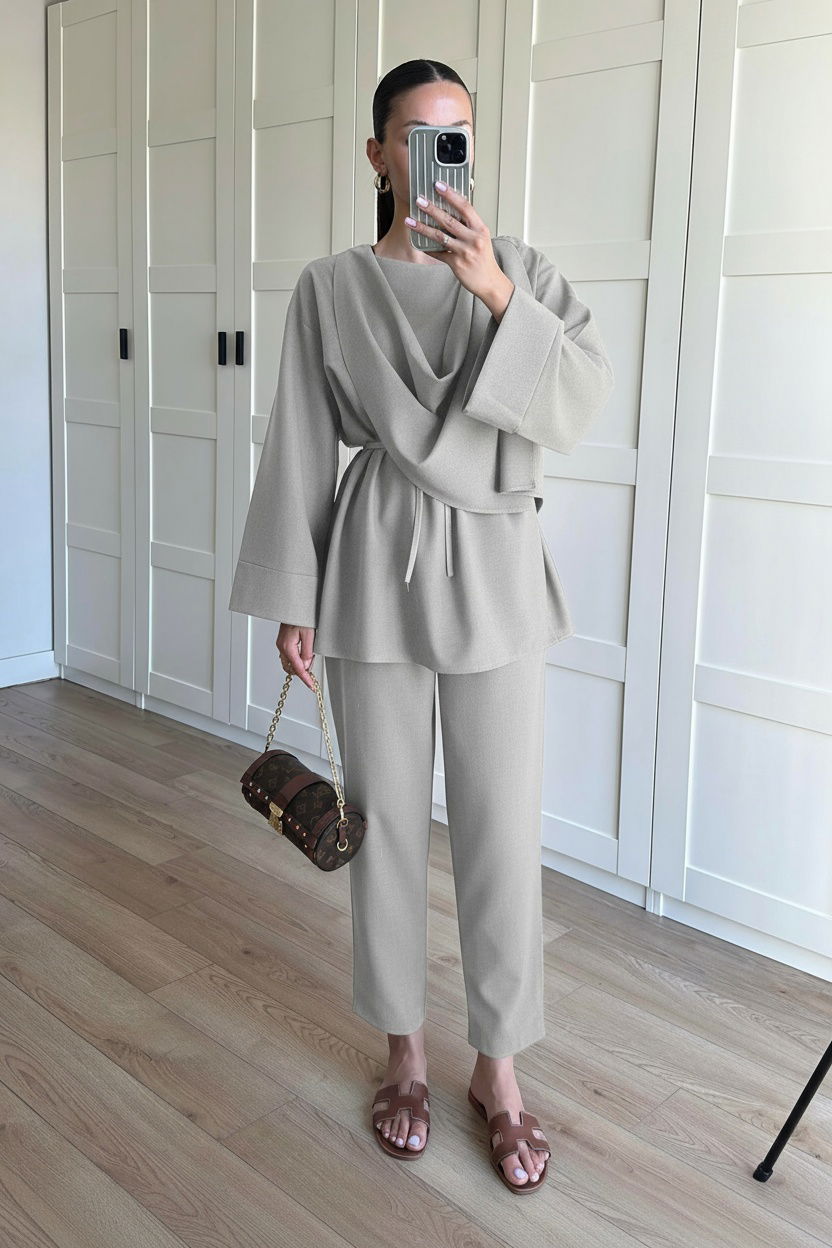 Pelerin İkili Takım TK100350 - Gri