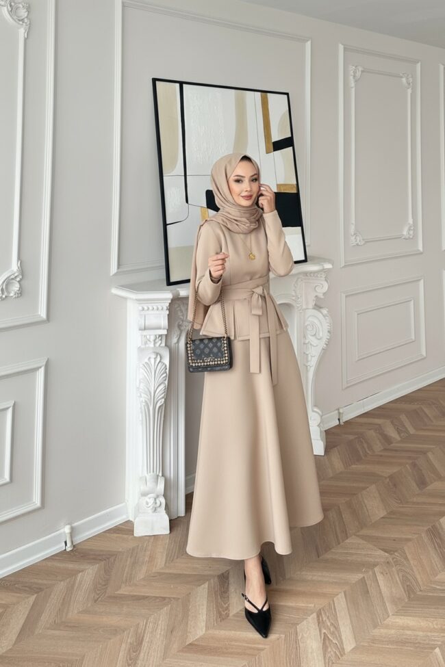 Esla Scuba Etekli Takım(ŞAL HEDİYE) TK100432 - Bej