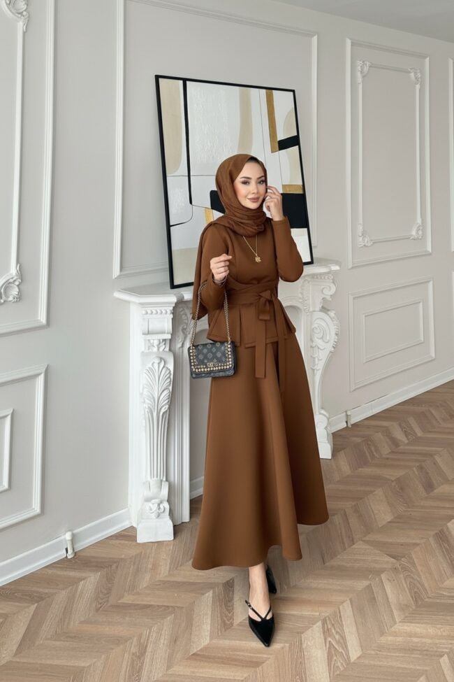 Esla Scuba Etekli Takım(ŞAL HEDİYE) TK100432 - Kahve