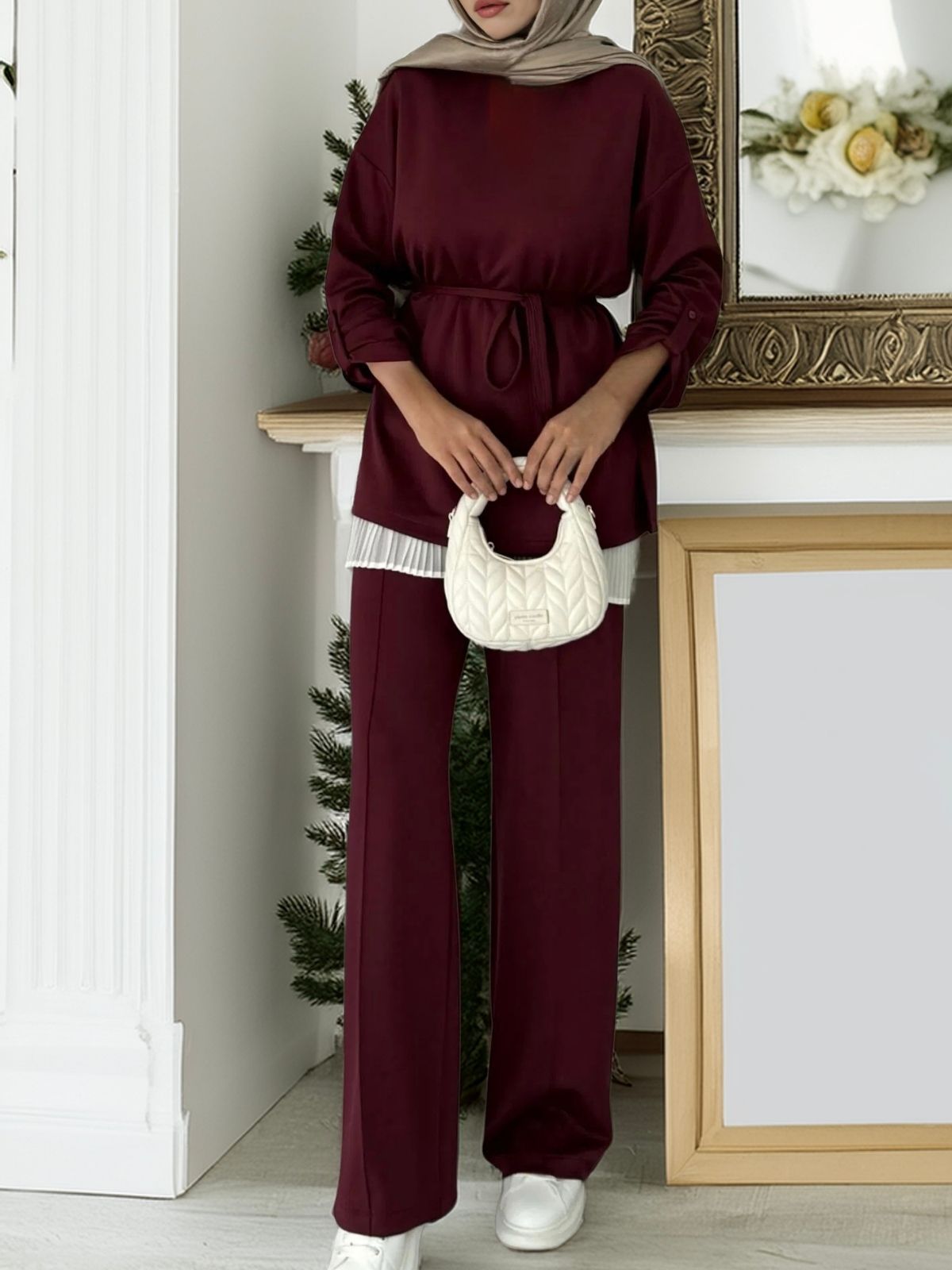 Oysho Premium Bağlamalı İkili Takım TK100240 - Bordo - Görsel 2