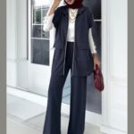 Premium Oysho  Yelekli İkili Takım TK100249  - Füme
