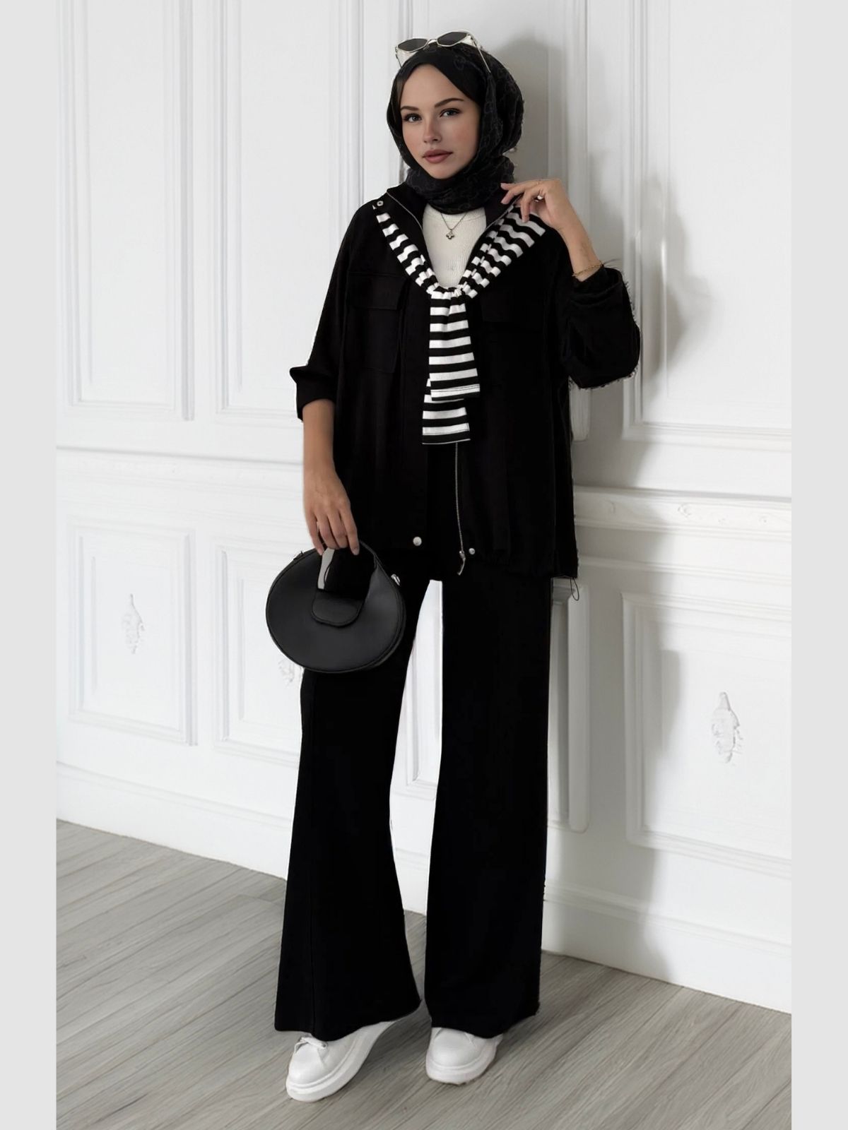 Premium Oysho  Bomber İkili Takım TK100248  -  Siyah