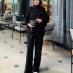 Taşlı Oysho İkili Takım TK100291 - Siyah