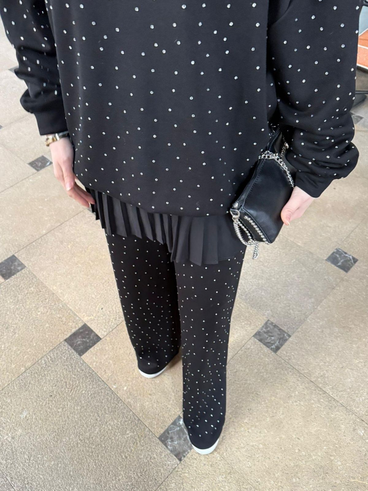 Taşlı Oysho İkili Takım TK100291 - Siyah - Görsel 2