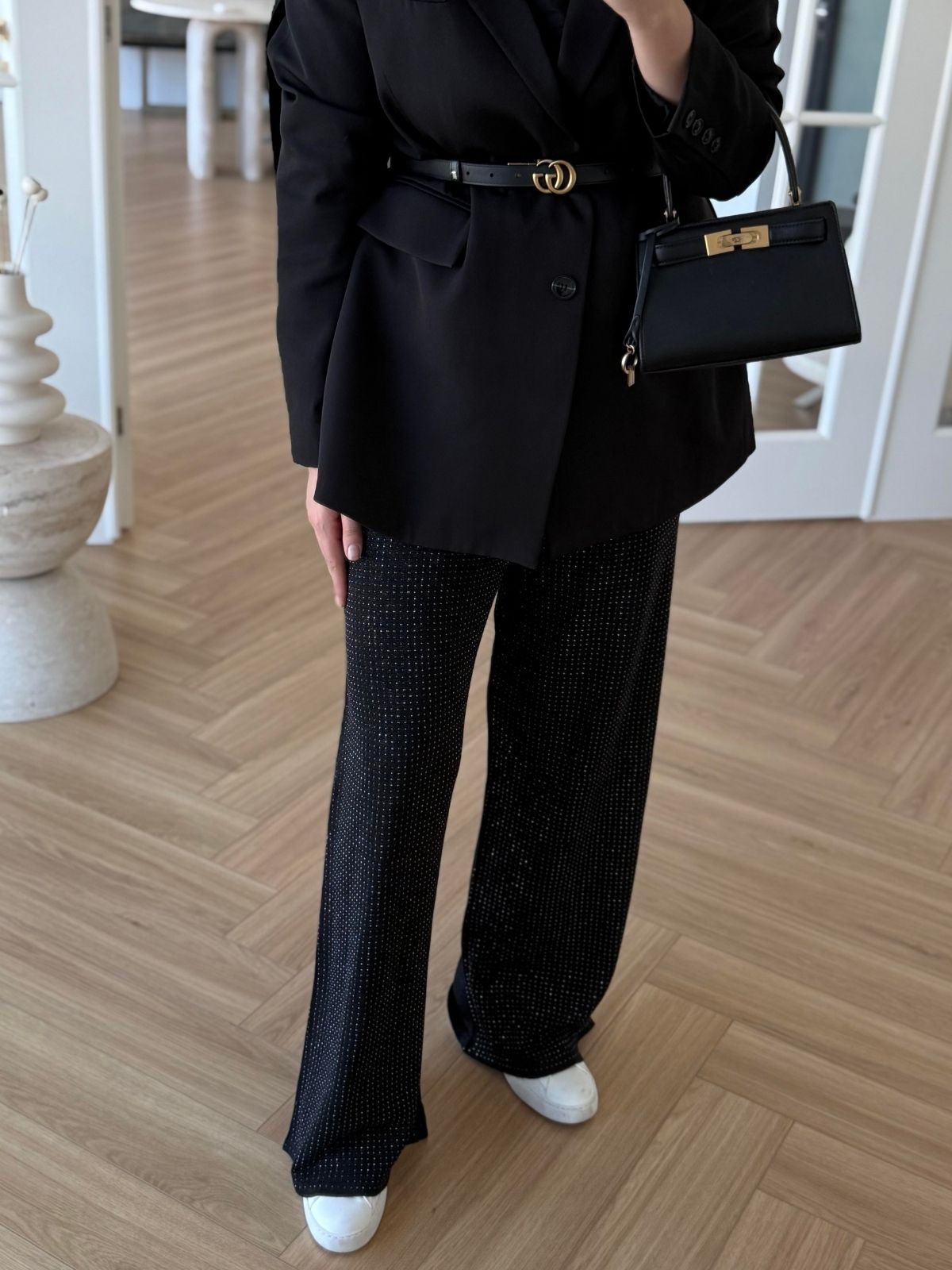 Taşlı Triko Pantolon PNT100293 - Siyah - Görsel 2