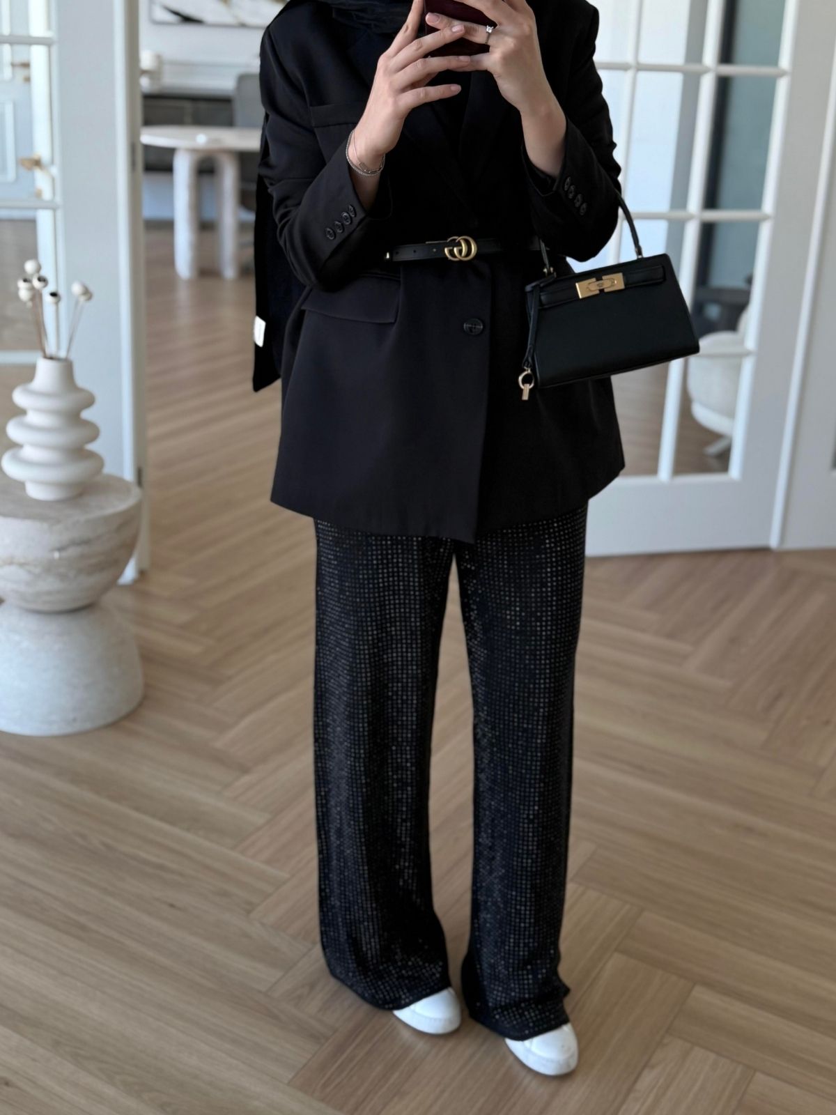 Taşlı Triko Pantolon PNT100293 - Siyah - Görsel 4