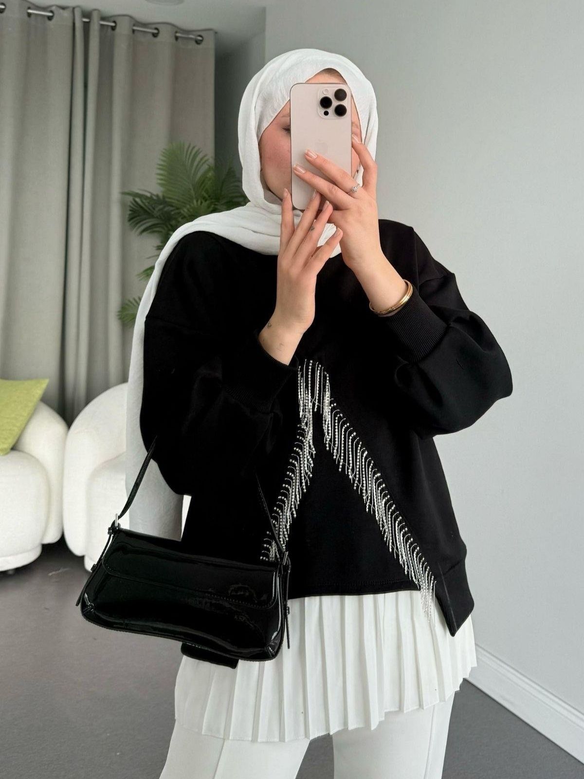 Taş Püsküllü Sweat SWT100294 - Siyah - Görsel 3