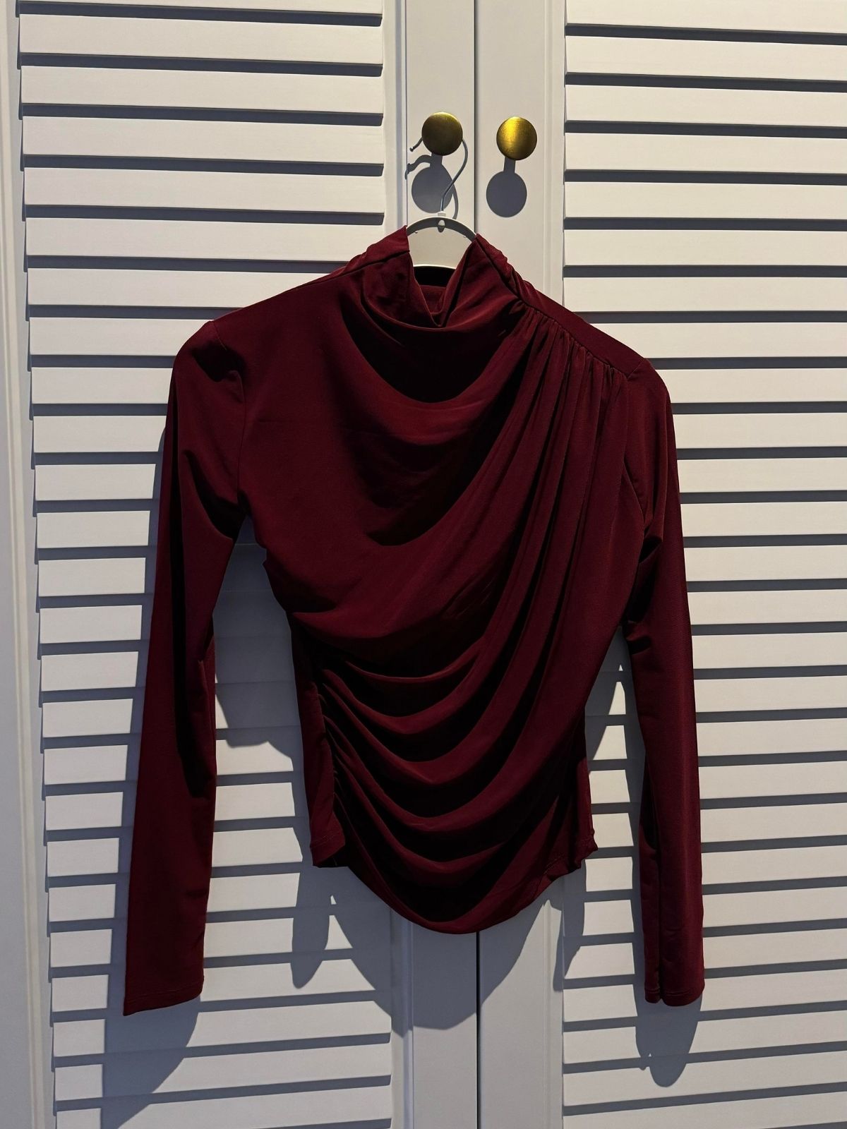 Drapeli Tasarım Bluz  BLZ100297 - Bordo - Görsel 2