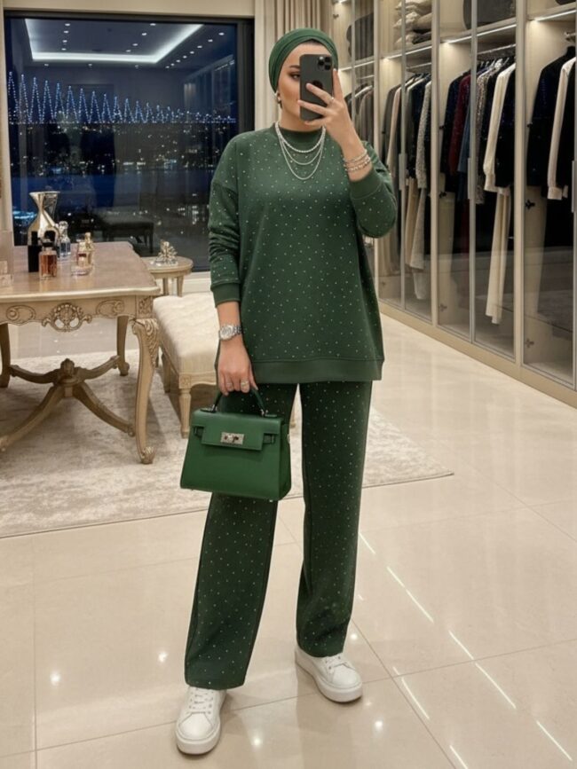 Taşlı Oysho İkili Takım TK100291 - Çağla