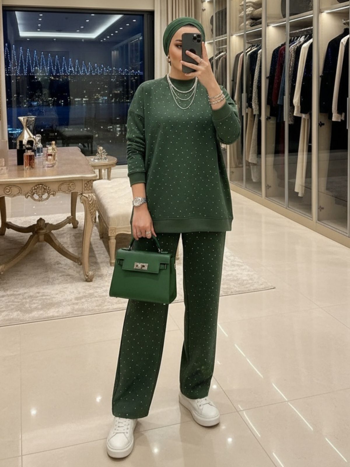 Taşlı Oysho İkili Takım TK100291 - Çağla