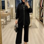 Taşlı Kapüşonlu Sweat Hırka HRK100365 - Siyah