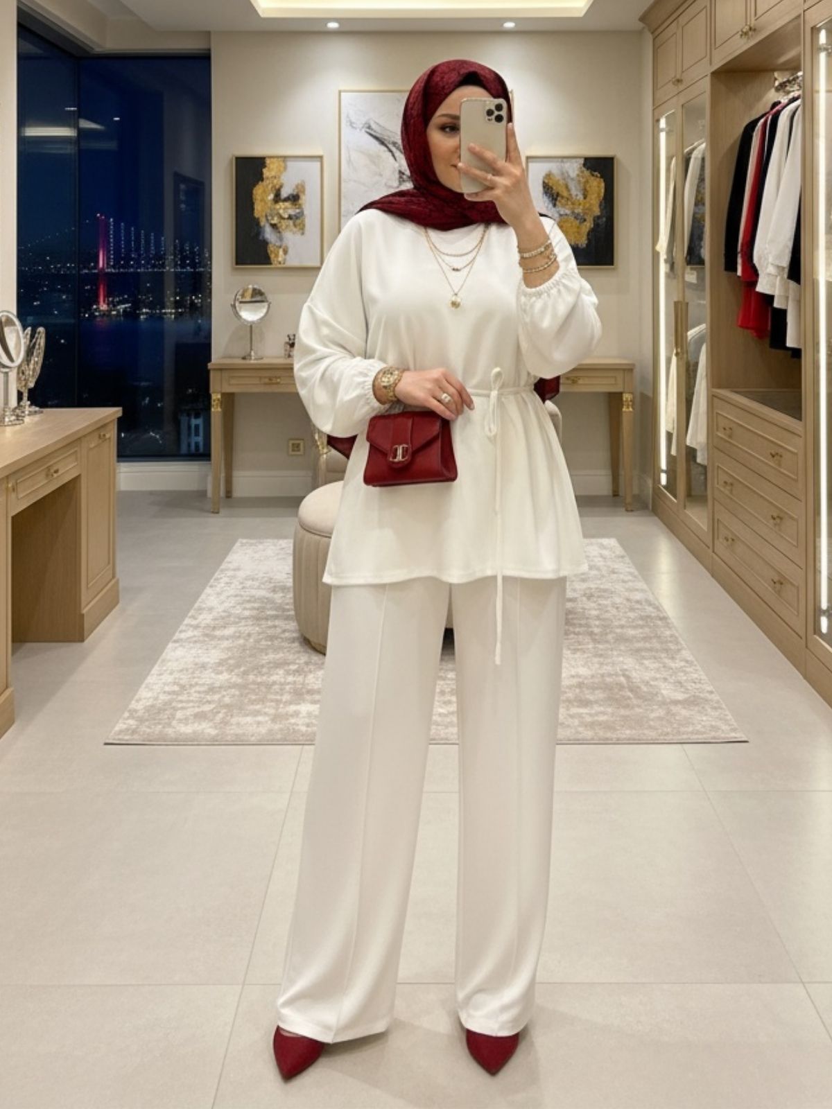 Oysho Premium Bağlamalı İkili Takım TK100240 - Beyaz